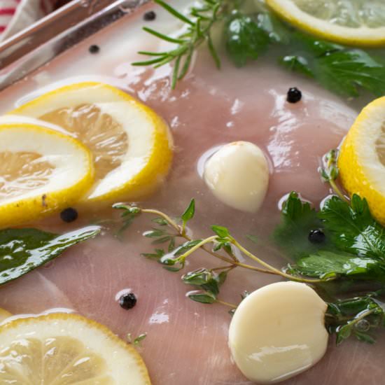 Lemon-Herb Chicken Brine Recipe - Recipe photo by For the Love of Cooking
