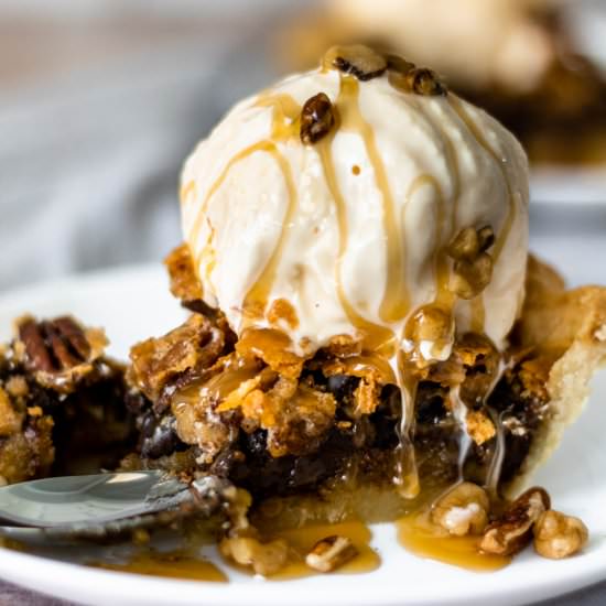 Bourbon Chocolate Walnut Pecan Pie - Recipe photo by stateofdinner