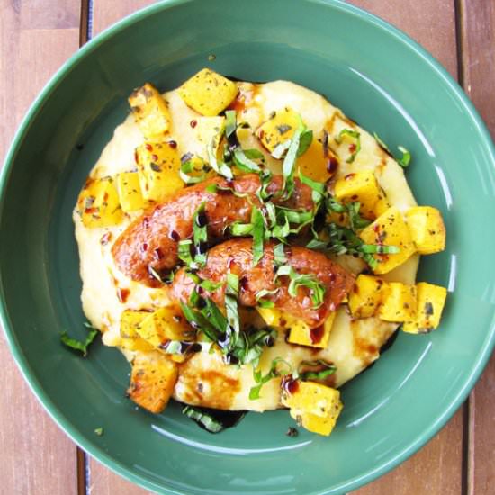 Sage Squash & Sausage on Polenta - Recipe photo by foodinbrief