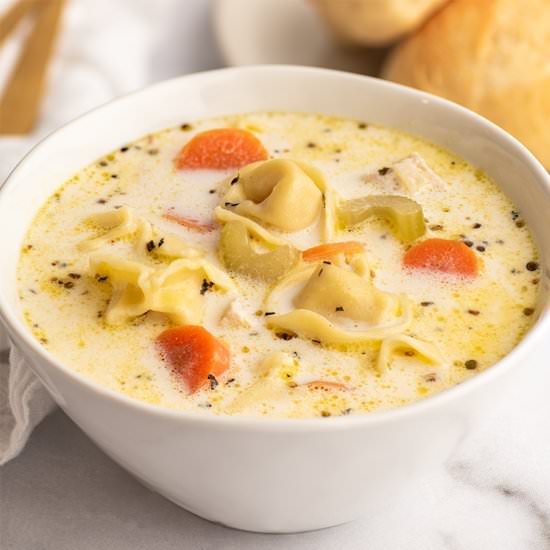 Quick Chicken Tortellini Soup - Recipe photo by BakingMischief