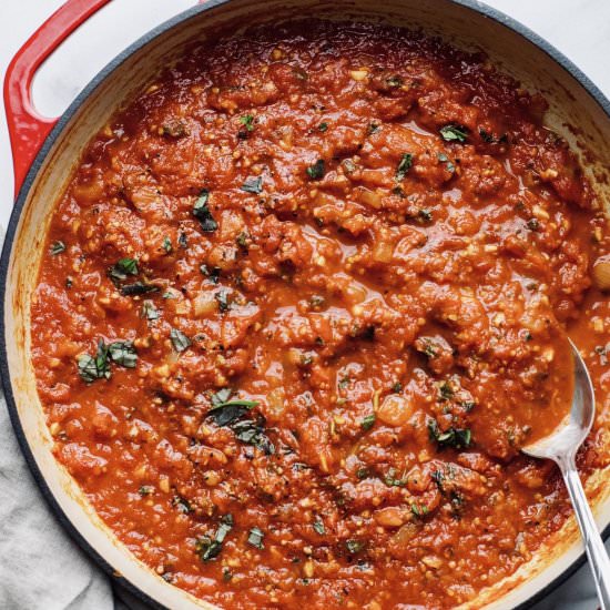 The Best Fresh Tomato Sauce - Recipe photo by asimplepalate