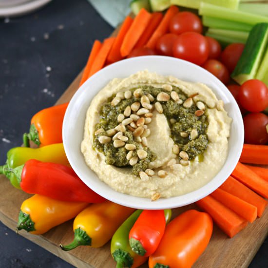 Pesto Pine Nut Hummus Hack - Recipe photo by SouthernInLaw