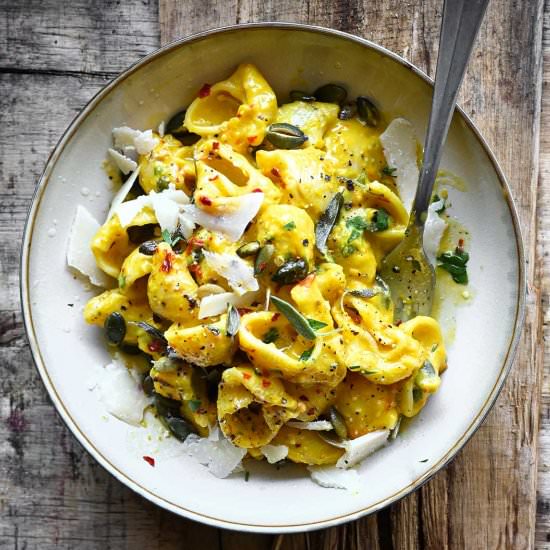 Roasted Pumpkin Sour Cream Pasta - Recipe photo by servingdumplings