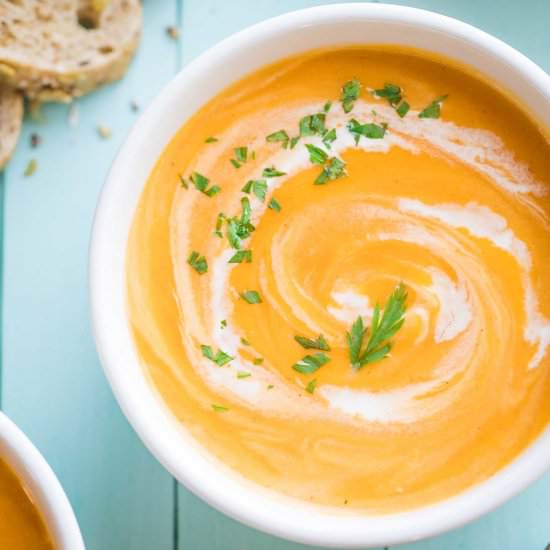 Instant Pot Sweet Potato Soup - Recipe photo by Two Healthy Kitchens