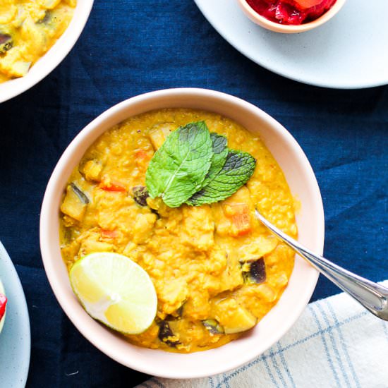 Eggplant Lentil Dhal - Recipe photo by upbeetkitchen