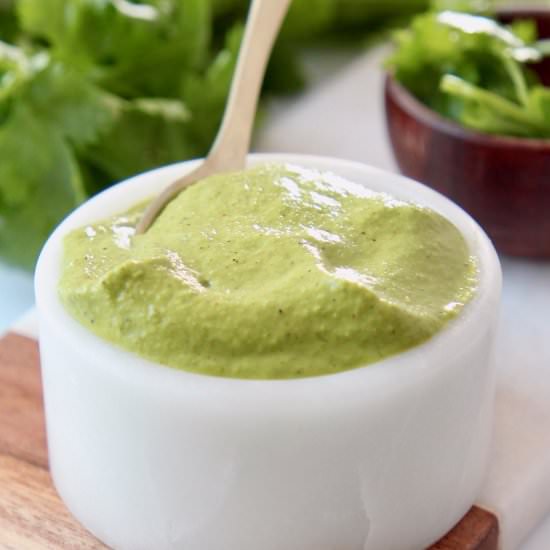 Spicy Cilantro Zhoug Sauce - Recipe photo by Bowls Are The New Plates