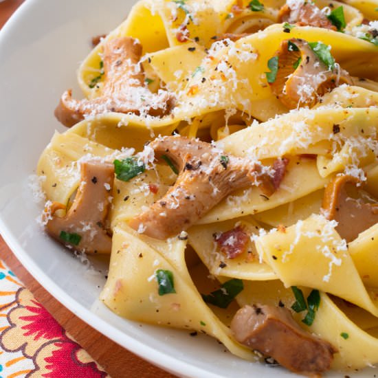 Pappardelle with Chanterelles - Recipe photo by For the Love of Cooking
