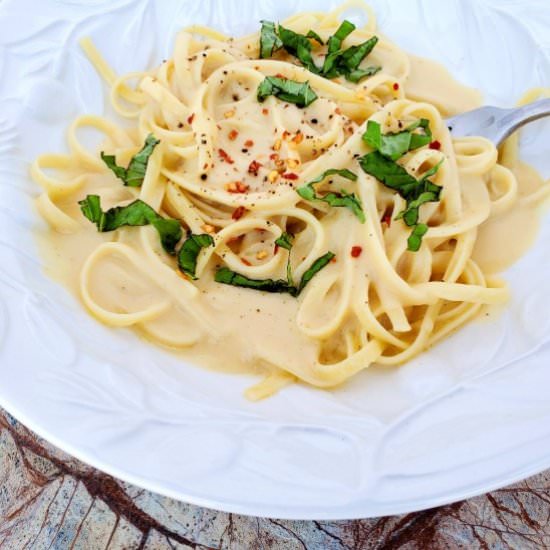 The Best Creamy Vegan Alfredo Sauce - Recipe photo by Warrior In The Kitchen