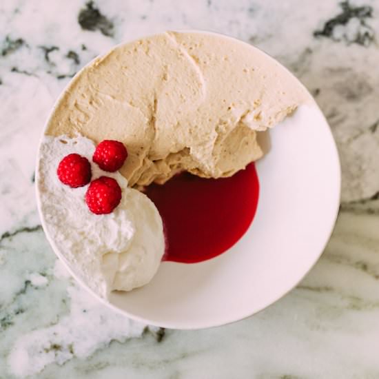 Peanut Butter Mousse with Raspberry - Recipe photo by TheFrayedApron