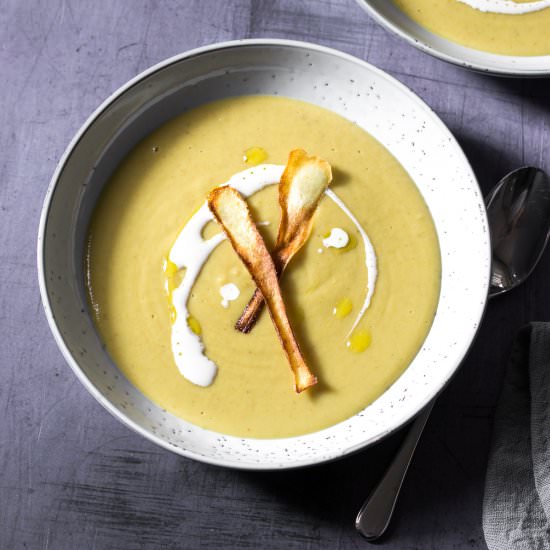 Curried Parsnip Soup - Recipe photo by thevegspace