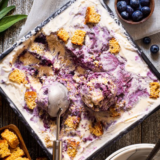 Blueberry Cornbread Ice Cream - Recipe photo by rhubarbandcod