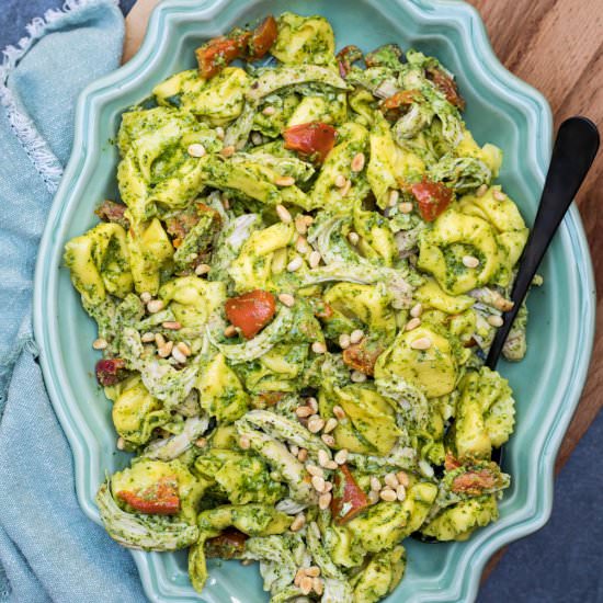 Pesto Tortellini Salad with Chicken - Recipe photo by Chef Molly