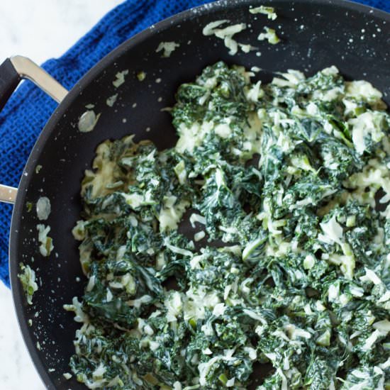 Jalapeno Popper Creamed Kale - Recipe photo by midwexican