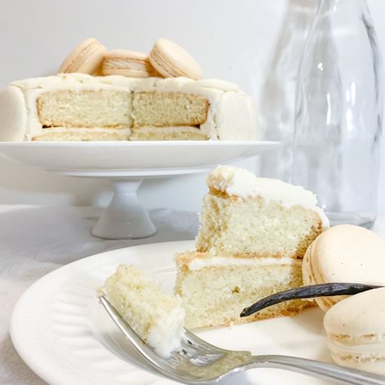 Frosted Vanilla Bean Layer Cake - Recipe photo by Elle Jay at Home