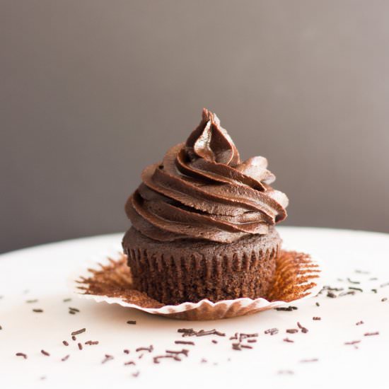 Classic Chocolate Cupcakes – No Mixer - Recipe photo by PastryWishes