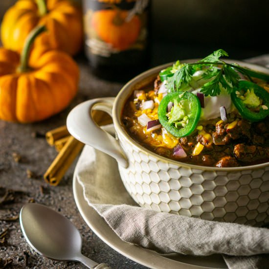 Pumpkin and Chorizo Chili - Recipe photo by Burrata and Bubbles