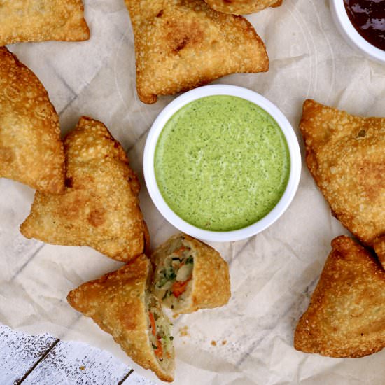 Potato Samosas With Cilantro-Mint - Recipe photo by simmerandsauce