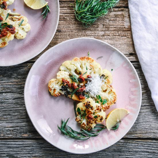 Lemon and Caper Cauliflower Steaks - Recipe photo by evashiva