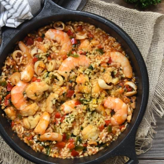 Rice with monkfish, prawns - Recipe photo by Exquisit