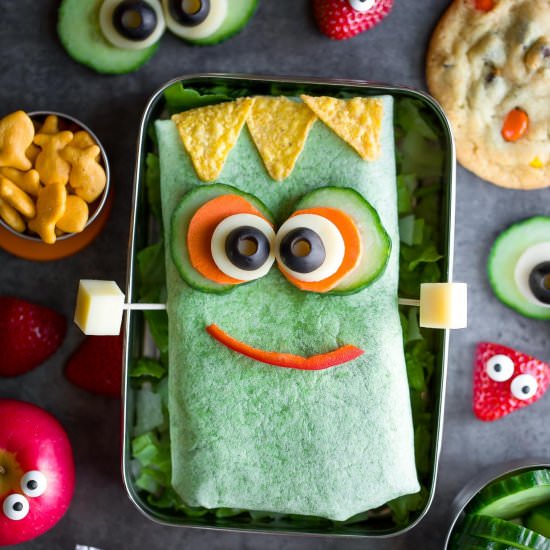 Frankenstein Halloween Sandwich - Recipe photo by peasandcrayons
