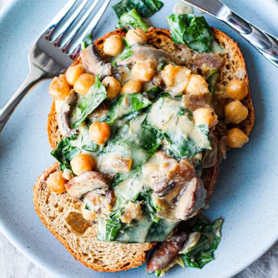 Greens, Beans, Mushrooms, and Gravy - Recipe photo by upbeetkitchen