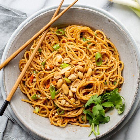 Spicy Peanut Noodles - Recipe photo by Savingroomfordessert