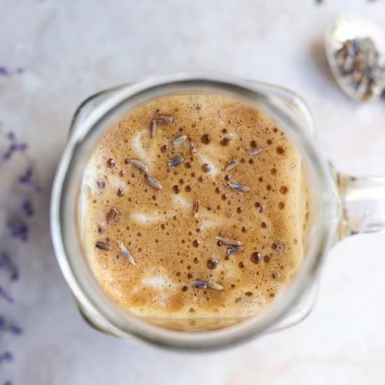 Lavender Latte + Lavender syrup - Recipe photo by The Traveling Dietitian