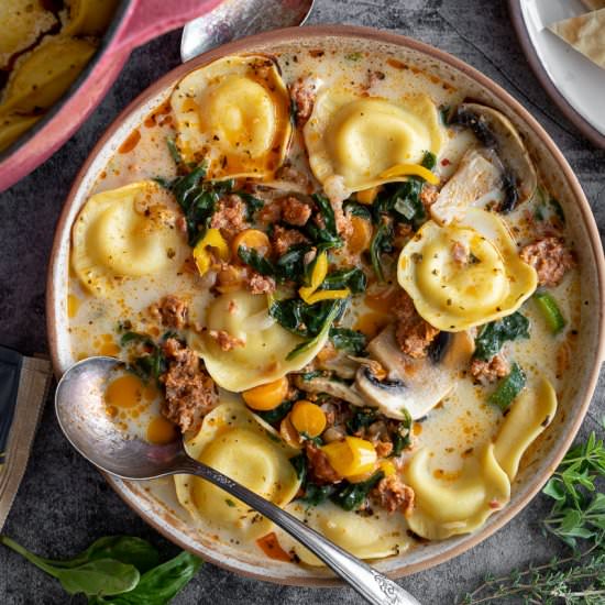 Simple Sausage and Ravioli Soup - Recipe photo by Aredspatula
