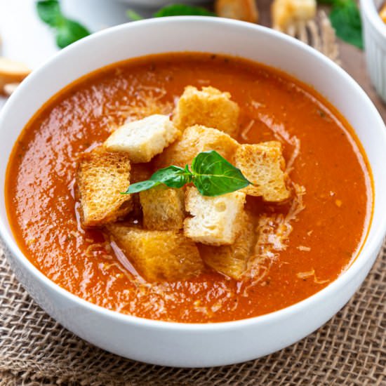 Vegan Tomato Basil Soup - Recipe photo by ShwetaintheKitchen