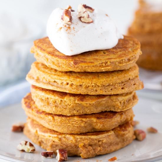 Healthy Sweet Potato Pancakes - Recipe photo by Kelli @ Hungry Hobby