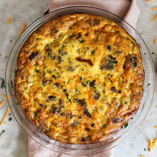 Sausage Green Chili Crustess Quiche - Recipe photo by MidwestSoutherner
