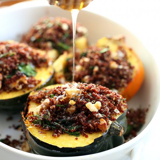 Stuffed Acorn Squash (Vegan Option) - Recipe photo by Delightful Mom Food