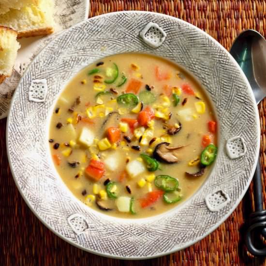Charred corn and miso chowder - Recipe photo by delectabilia
