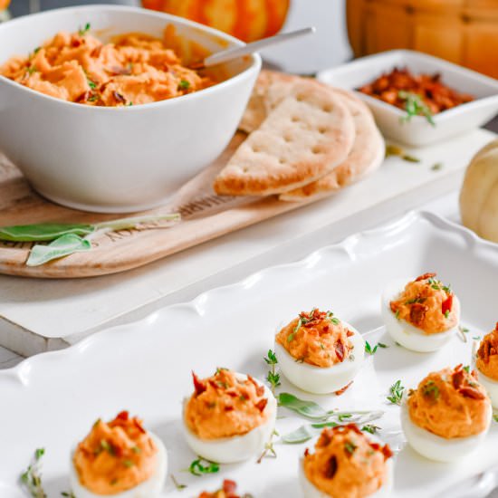 Roasted Sweet Potato Deviled Eggs - Recipe photo by HouseofKerrs.com