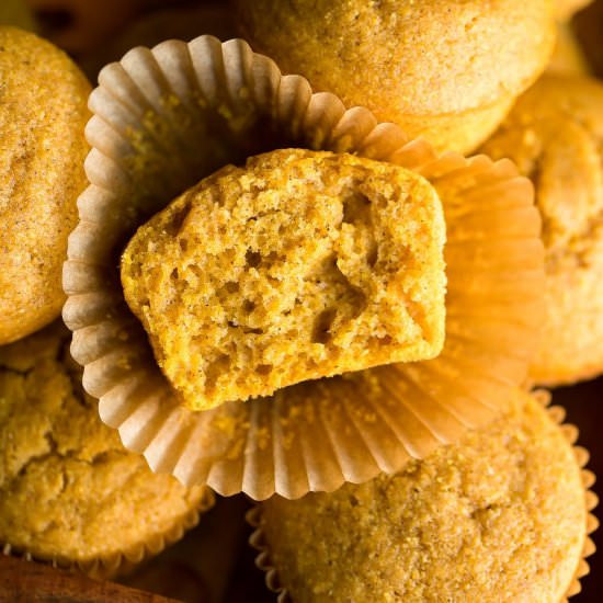 Pumpkin Cornbread Muffins - Recipe photo by peasandcrayons