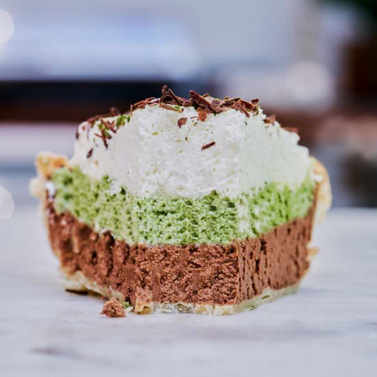 Matcha & Chocolate French Silk Pie - Recipe photo by proportionalplate