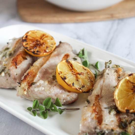 Grilled Mediterranean Pork Chops - Recipe photo by Simple and Savory