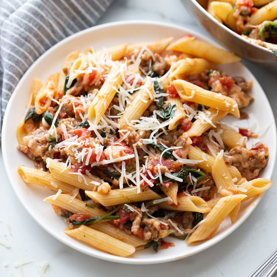 Tomato and Spinach Pasta Toss - Recipe photo by emihill