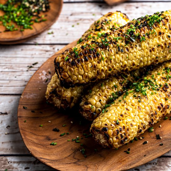 Grilled Corn with Miso Butter - Recipe photo by leisurefanclub