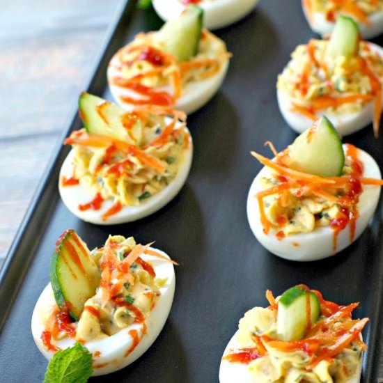 Banh Mi Devilled Eggs - Recipe photo by Food Meanderings