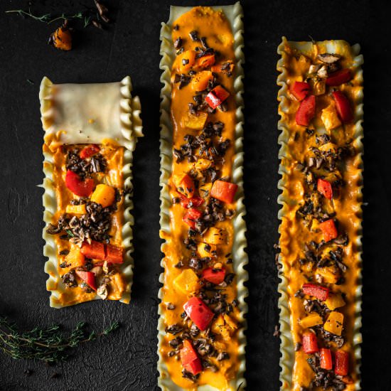 Butternut Squash & Mushroom Lasagna - Recipe photo by Liv Vegan Strong