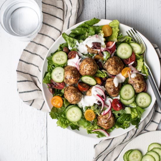 Turkey Meatballs Salad - Recipe photo by TheFrayedApron