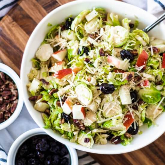 Shredded Brussel Sprout Salad - Recipe photo by theseasonaljunkie