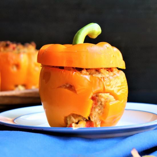 Halloween Stuffed Bell Peppers - Recipe photo by veryveganval