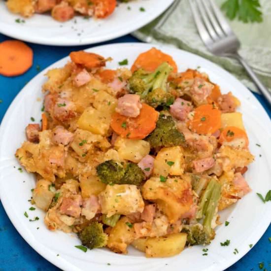 Cheesy Ham Casserole - Recipe photo by peasandpeonies