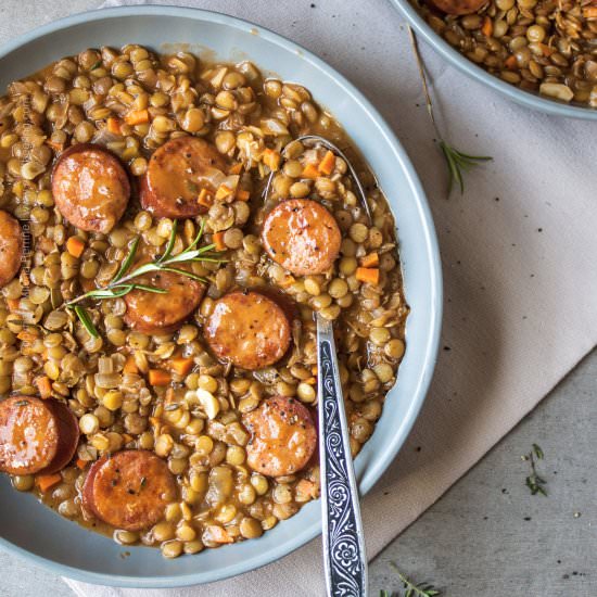 Sausage and Lentils - Recipe photo by Craft Beering