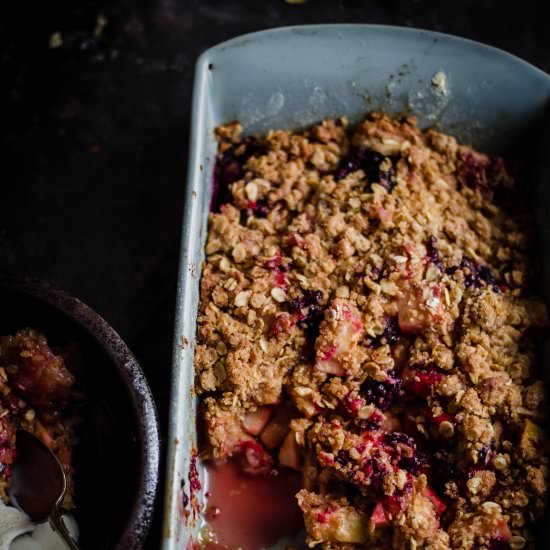 Apple and Blackberry Crumble - Recipe photo by tiffinandteaofficial