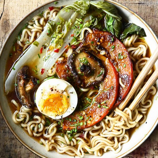 Ramen with Miso Roasted Pumpkin - Recipe photo by servingdumplings