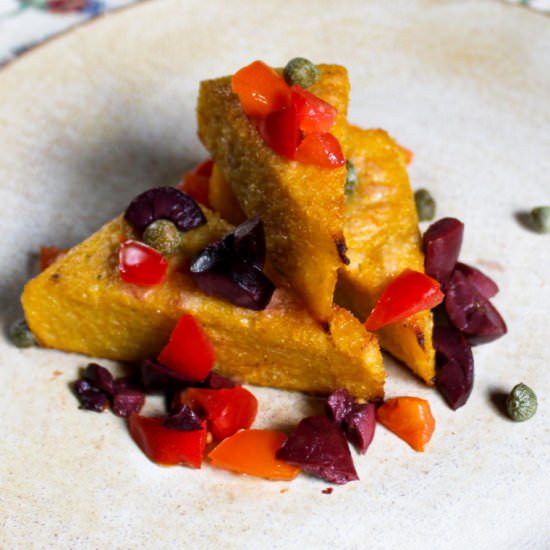 Broiled Polenta with Tomatoes - Recipe photo by vegancabinlife