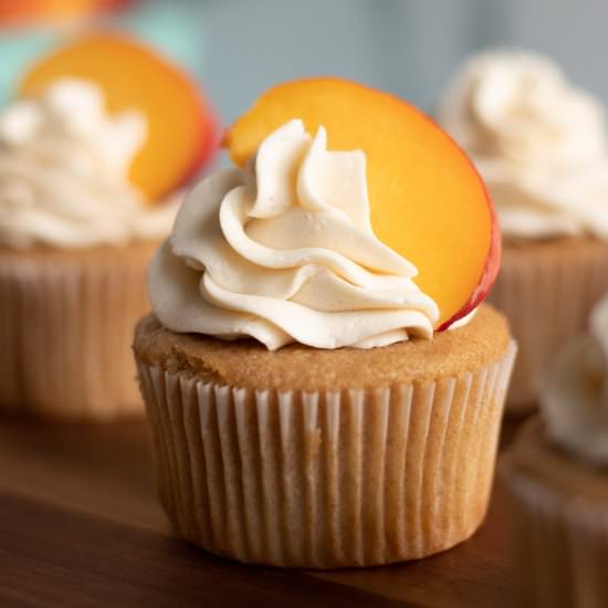 Peach Cobbler Cupcakes - Recipe photo by themarblekitchen